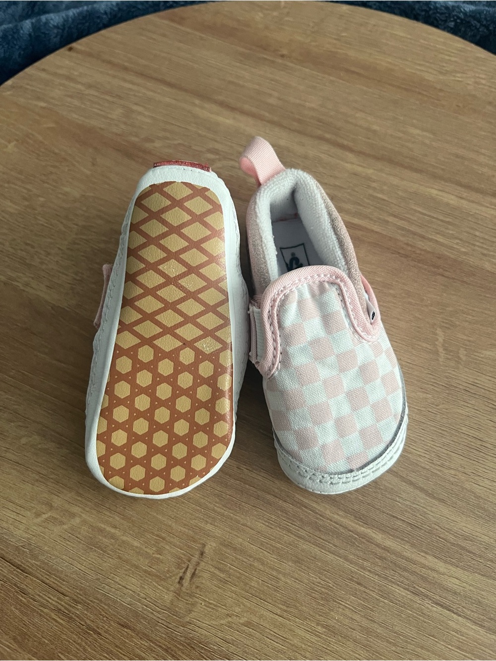 Vans Pink and White Checkerboard Slip-On Kids Sneakers